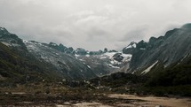 Hiking Trail With Rocky Mountain Views To Esmeralda Lagoon In Ushuaia, Tierra del Fuego, Argentina. - handheld shot