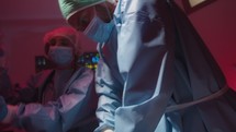 Doctor performs cardiopulmonary resuscitation for an emergency cardiac arrest

