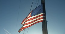 American, USA flag flying for 4th of July, Independence Day.