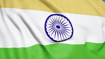 India flag waving 3d animation. Seamless looping Indian flag animation