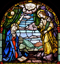 stained glass window annunciation of our Lord