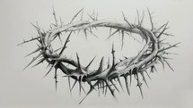 Crown of thorns on white background, hand drawn illustration