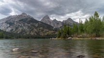 Time Lapse of Taggart Lake at Grand Teton National Park, Wyoming Cloudy Sunset