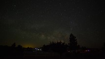 Timelapse of the Milky Way rising over a campground