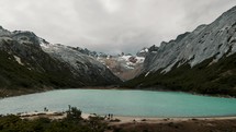 Scenic Mountains Around The Laguna Esmeralda In Ushuaia, Tierra del Fuego, Argentina. - handheld shot