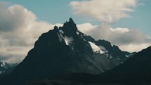 Rugged Mountain Peak With Snow In Cabo de Hornos, Tierra del Fuego, Argentina. handheld shot