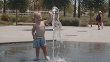 Outdoor fun with cool fountain water jet