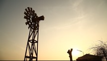 windmill at sunset 