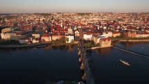 Aerial shot of Prague and Charles Bridge