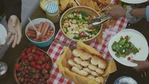 food on a table at a cookout 