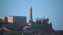 Alcatraz Island Lighthouse and Prison in San Francisco Bay, California