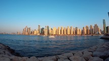 Panoramic Of Dubai City Skyline At Morning Timelapse