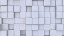 Abstract modern white cubes pattern background. Squares block waves animation 3d. Seamless looping 