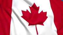 Flag of Canada waving 3d animation. Seamless looping Canadian flag animation