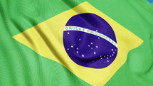 Flag of Brazil waving 3d animation. The emblem of Brazil flag. Seamless looping Brazilian flag animation