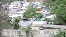 aerial view over a village in Haiti 