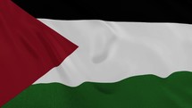 Flag of Palestine waving closeup 3d. War in Palestine. Seamless looping Palestinian flag animation 
