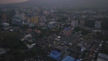 Aerial cinematic drone downtown Chaing Mai Thailand