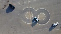 Top aerial view of the driving lessons 
