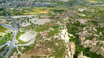 Aerial 4k top view of Cappadocia in Turkey
