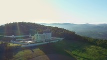 Drone of monastery and residential school nestled in the Nature