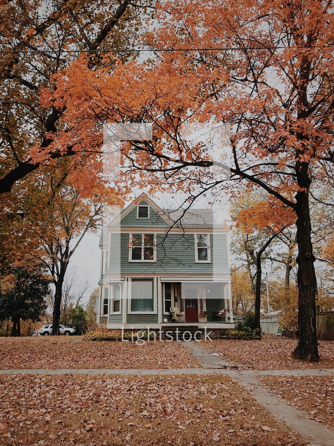 house in fall 
