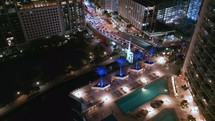 Overhead Shot of Downtown Miami Traffic on Brickell Avenue