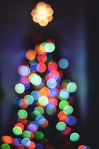 bokeh lights on a Christmas tree