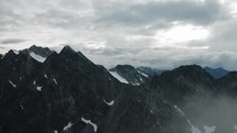 Drone shot of epic, wild, mountain ridge in Alaska