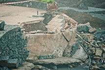 broken wall along a shore in Tenerife, Spain