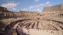  Interior view of the Colosseum an ancient amphitheater in Rome, establishment shot
