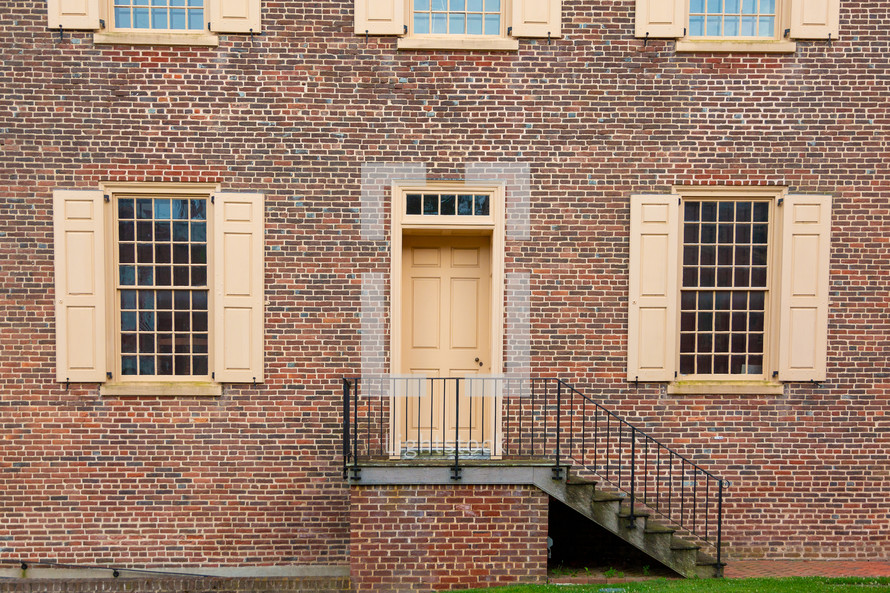 Doors and windows of brick building