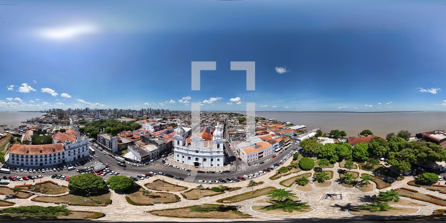 360 aerial photo taken with drone of Praça Frei Caetano Brandão in Belém, Pará, Brazil