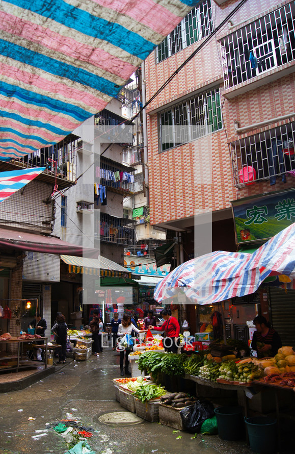 A busy market street