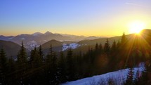 Colorful Sunset in Mountain Winter Landscape , timelapse video