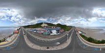 360 aerial photo taken with drone of mural at Praia Litorânea  in São Luís, Maranhão, Brazil