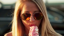 a woman eating ice cream 