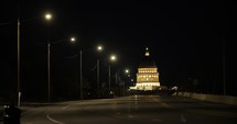 road heading towards the Utah capitol at night 