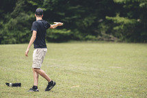 throwing a frisbee 