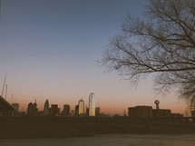 Dallas city skyline at sunset 