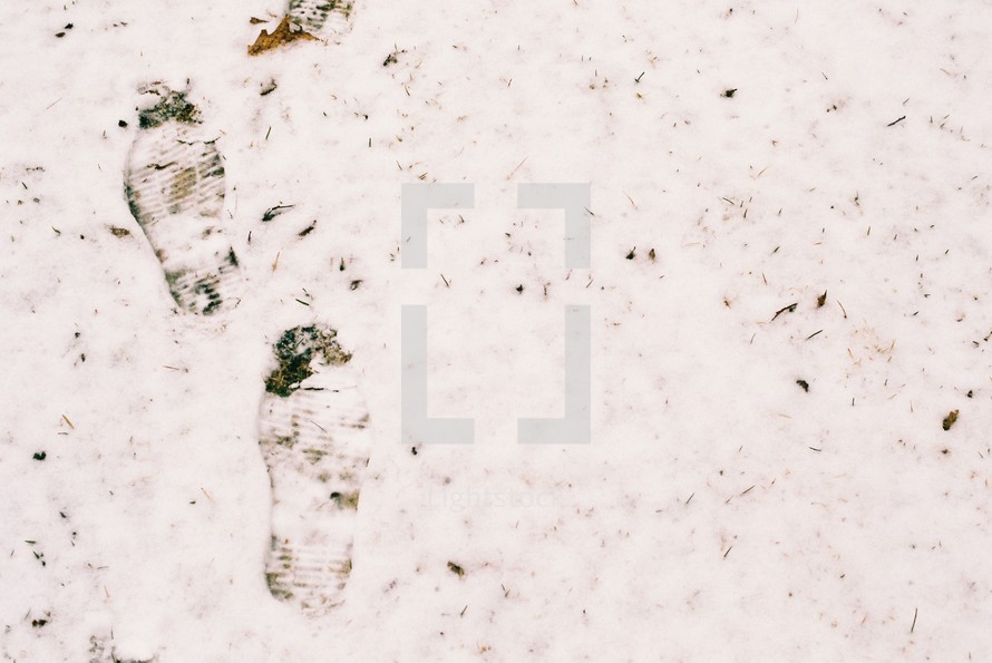 a footprint in snow 