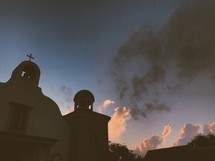 mission church at sunset 