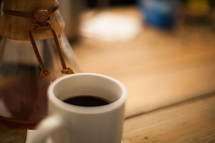 coffee mug and coffee pot