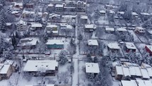 Winter morning in a snowy suburb