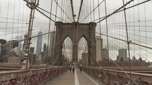 Hyper time lapse of the Brooklyn Bridge in New York City.