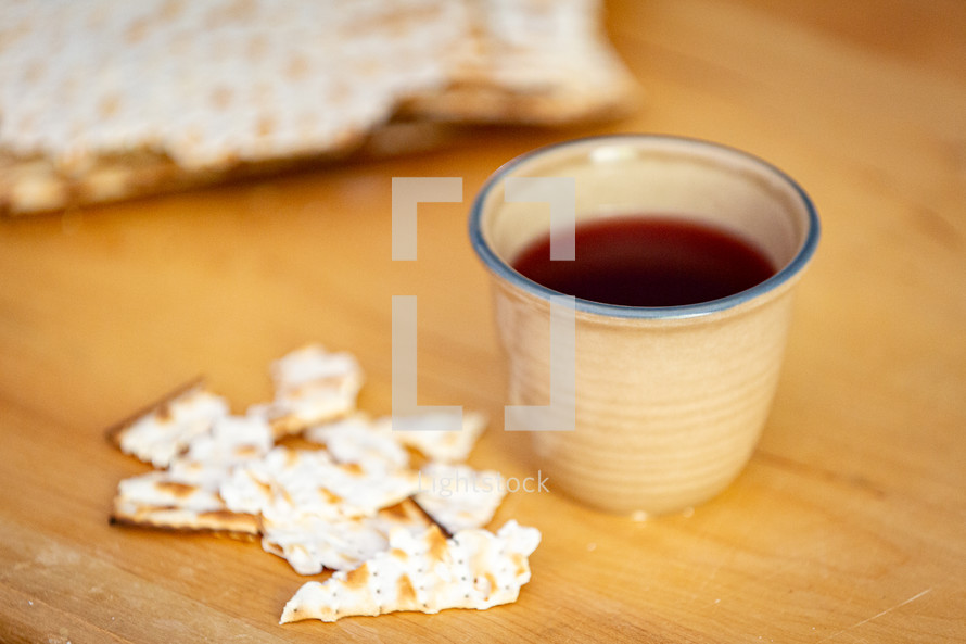 Matzah crackers and cup of juice