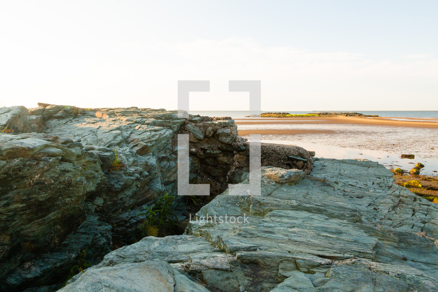 Rocks on the quiet Connecticut seashore