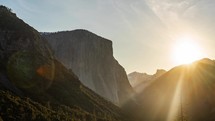 Yosemite National park tunnel view during sunrise