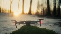 Slow Motion Of A Drone Taking Flight
