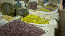 seeds and beans in a market in Rwanda 